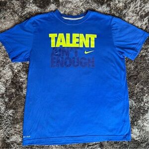 NIKE DRI FIT “Talent Ain’t Nothing” T Shirt Blue Boys LARGE